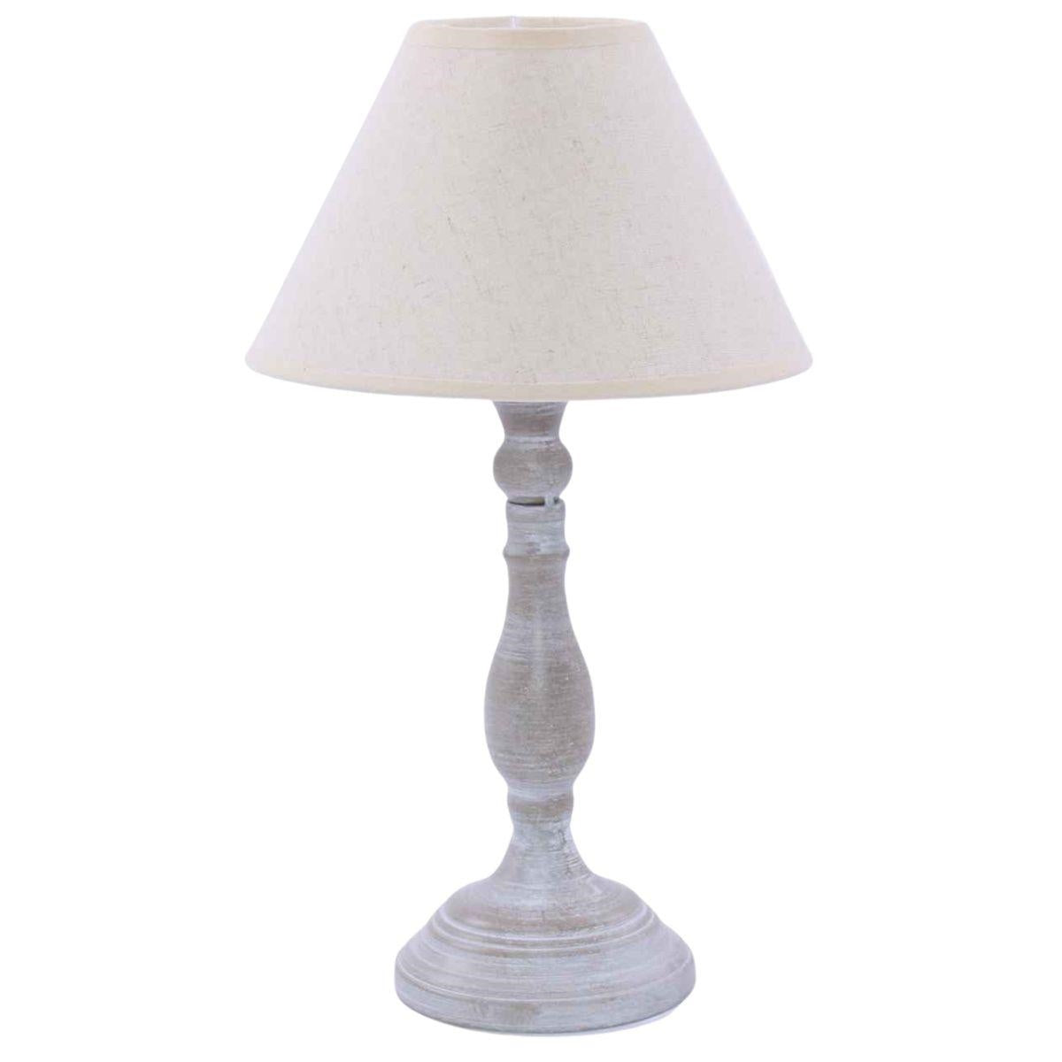 Lampada da tavolo grigia con paralume in cotone, Ø20H35 cm