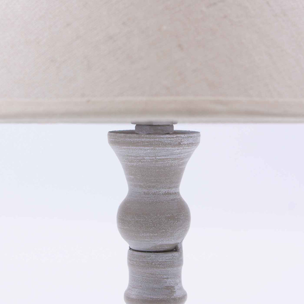 Lampada da tavolo grigia con paralume in cotone, Ø20H35 cm