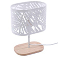 Lampada da tavolo in metallo bianco e legno, 18x12H25 cm