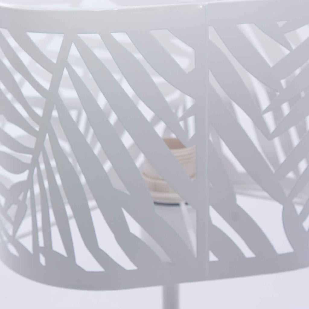 Lampada da tavolo in metallo bianco e legno, 18x12H25 cm