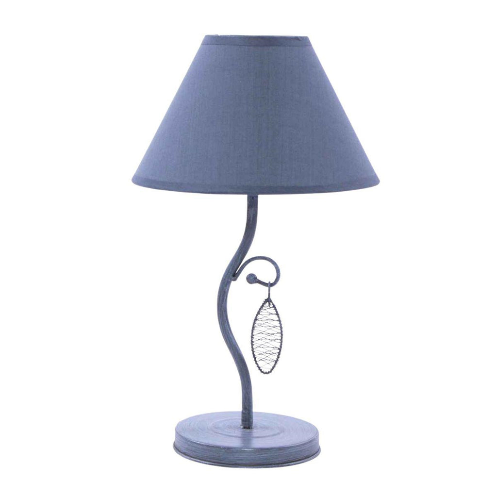 Lampada in metallo grigio con cupola in tessuto, Ø20H33 cm (kit da 3)