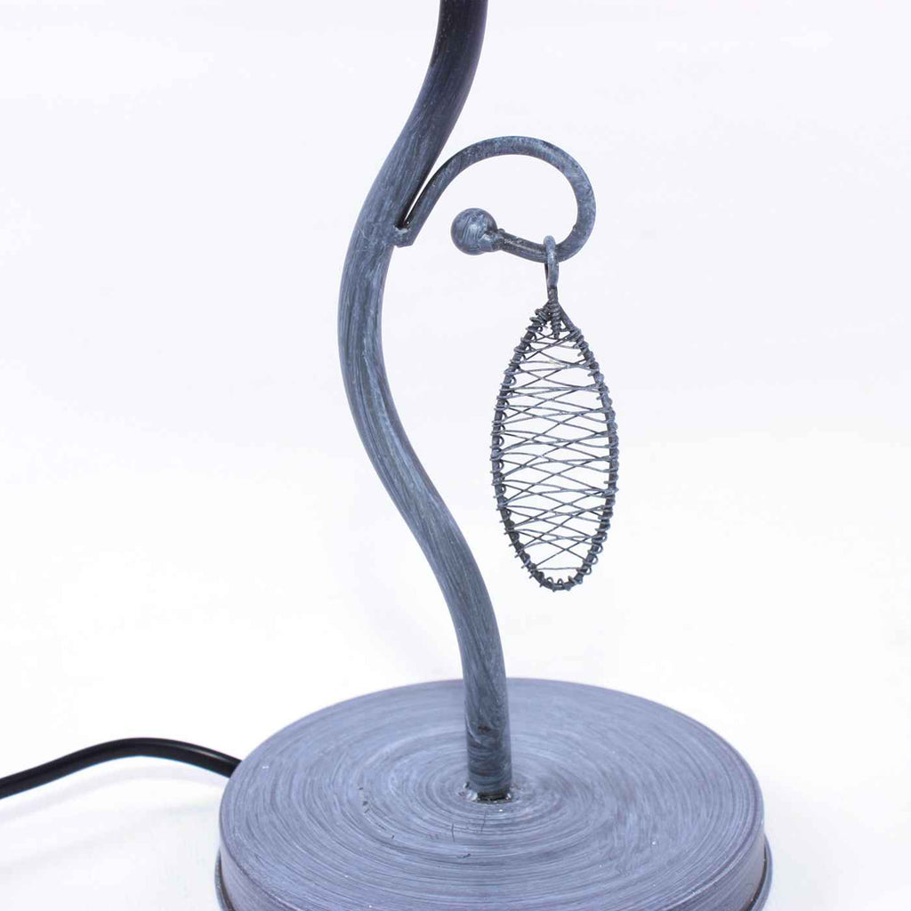 Lampada in metallo grigio con cupola in tessuto, Ø20H33 cm (kit da 3)