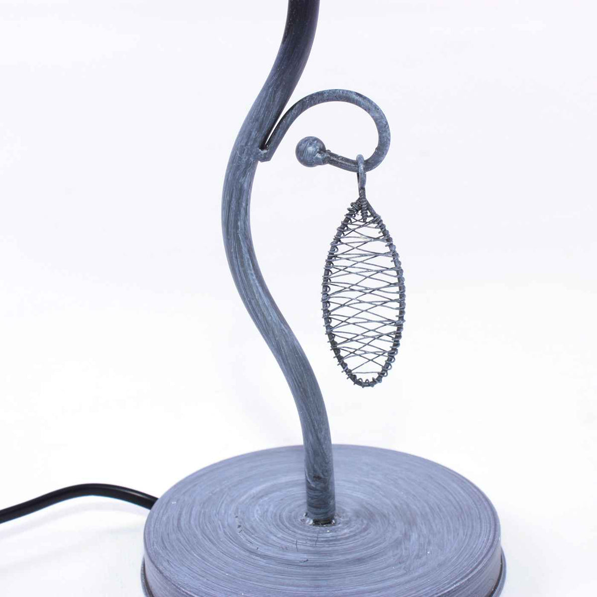 Lampada in metallo grigio con cupola in tessuto, Ø20H33 cm (kit da 3)