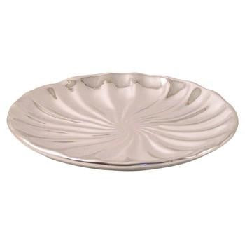 Sottopiatto in ceramica argento con conchiglia, Ø27 cm (kit da 3)