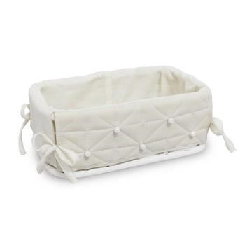 Cestino bamboo bia fodera bianca cm 28x15x10h