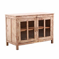 Vetrina in legno di teak bianco anticato, 120x57x82 cm