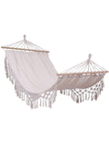 Amaca in tessuto beige con frange, 120H200 cm