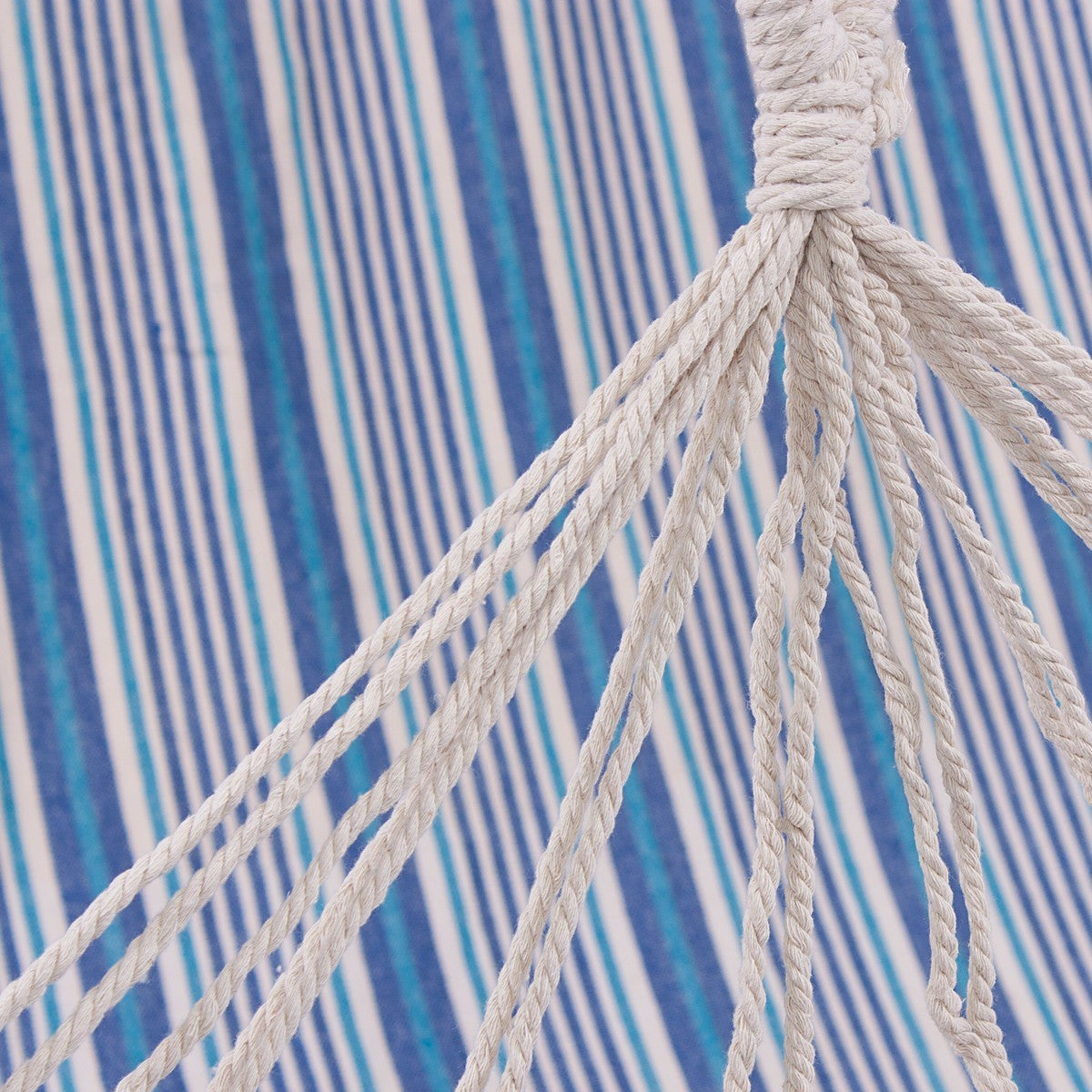 Amaca in tessuto blu con aste in legno, 100x200 cm