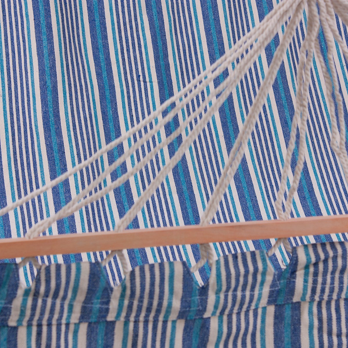 Amaca in tessuto blu con aste in legno, 100x200 cm