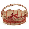 Cestino porta lavoro ovale foderato beige-rosa
