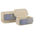Scatola in rattan con fodera azzurra