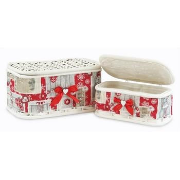 Scatola in bambù bianco collezione Red Xmas