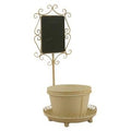 Porta vaso con lavagnetta bianco ferro