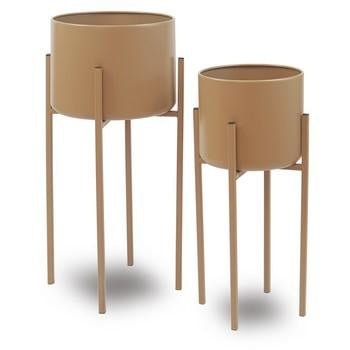 Porta vaso rialzato senza 2 ferro beige, Øm,28x65 cm