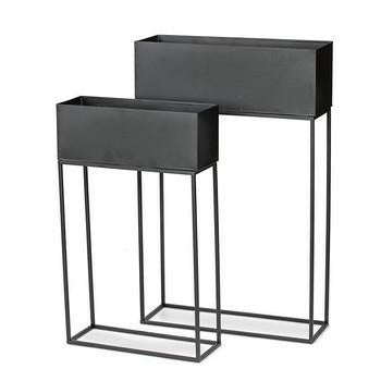 Porta vaso rialzato ferro nero 1/2 cm.45x15h16/71