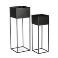 Porta vaso rialzato ferro nero cm.25x25h72 e, 20x20x60 cm