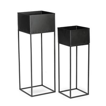 Porta vaso rialzato ferro nero cm.25x25h72 e, 20x20x60 cm