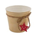 Portavaso in latta crema con stella rossa, Ø18H16 cm (kit da 10)