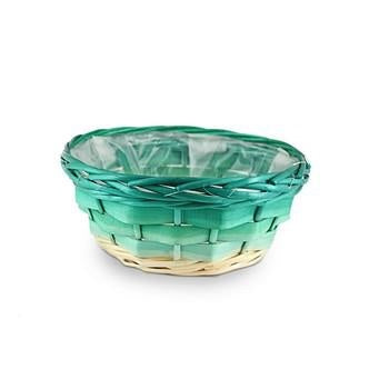Portavaso in legno intrecciato sfumato verde, Ø26H11 cm (kit da 10)