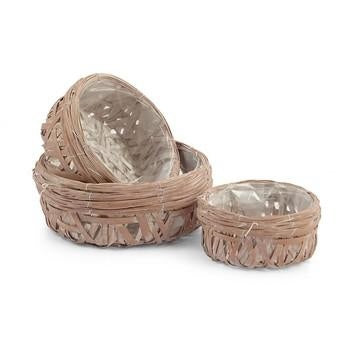 Portavaso tondo in vimini rosa, set di 3, Ø32H12 cm