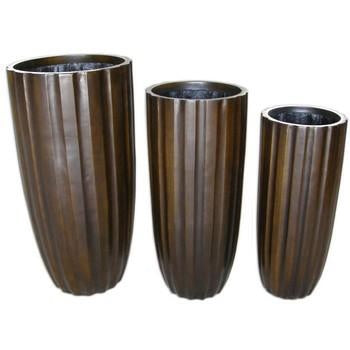 Vaso pezzi vetroresina marrone ondulato tondo, Øm,50x102 cm