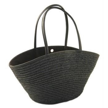 Borsa in paglia nera misura media con manici alti (kit da 5)