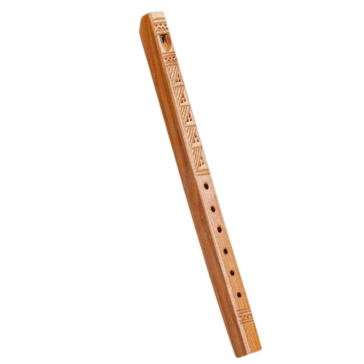 Flauto decorativo in legno intagliato, H32 cm (kit da 10)