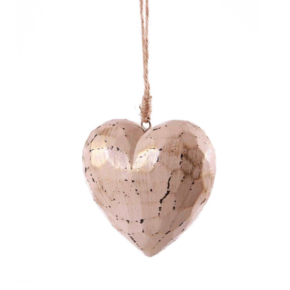 Decorazione natalizia a cuore dorato, 4H9 cm (kit da 10)