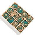 Tea light azzurro e oro, confezione da 12 pezzi (kit da 10)
