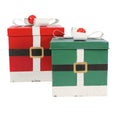 Scatola pacco regalo metallo, 30x30x36+25x25x30 cm