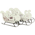 Slitta abete e metallo bianca, 54x20x33+46x16x27 cm