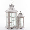 Lanterne in legno di abete bianco e metallo, set da 2, 32x21x76 cm