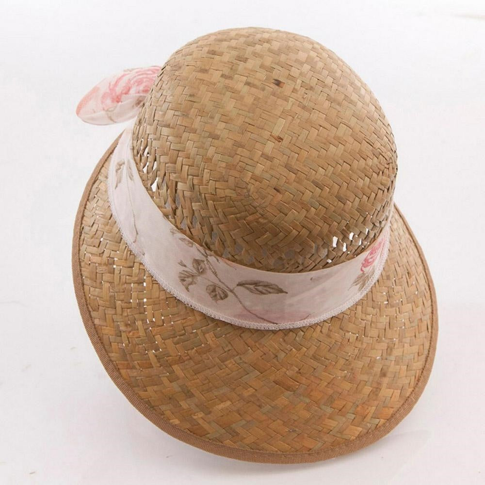Cappello in paglia da donna con nastro (kit da 5)
