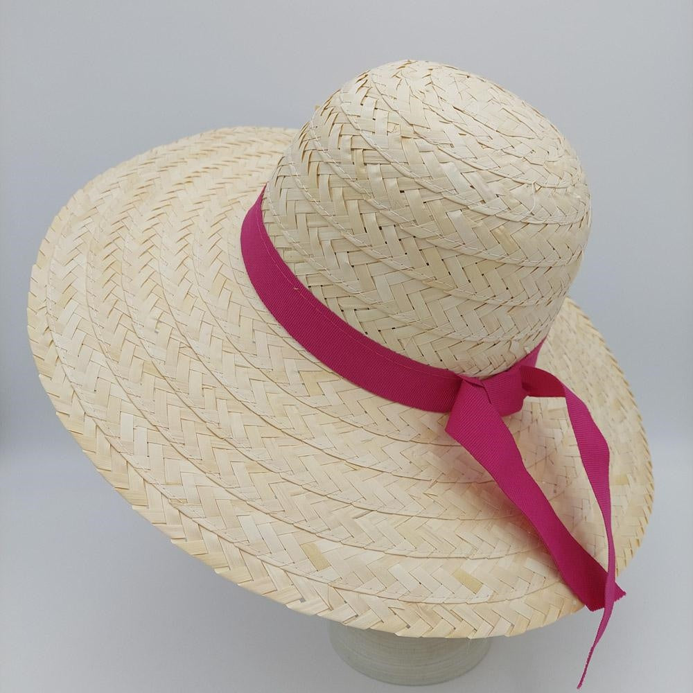 Cappello da donna in palma naturale con nastro, colori assortiti (kit da 10)