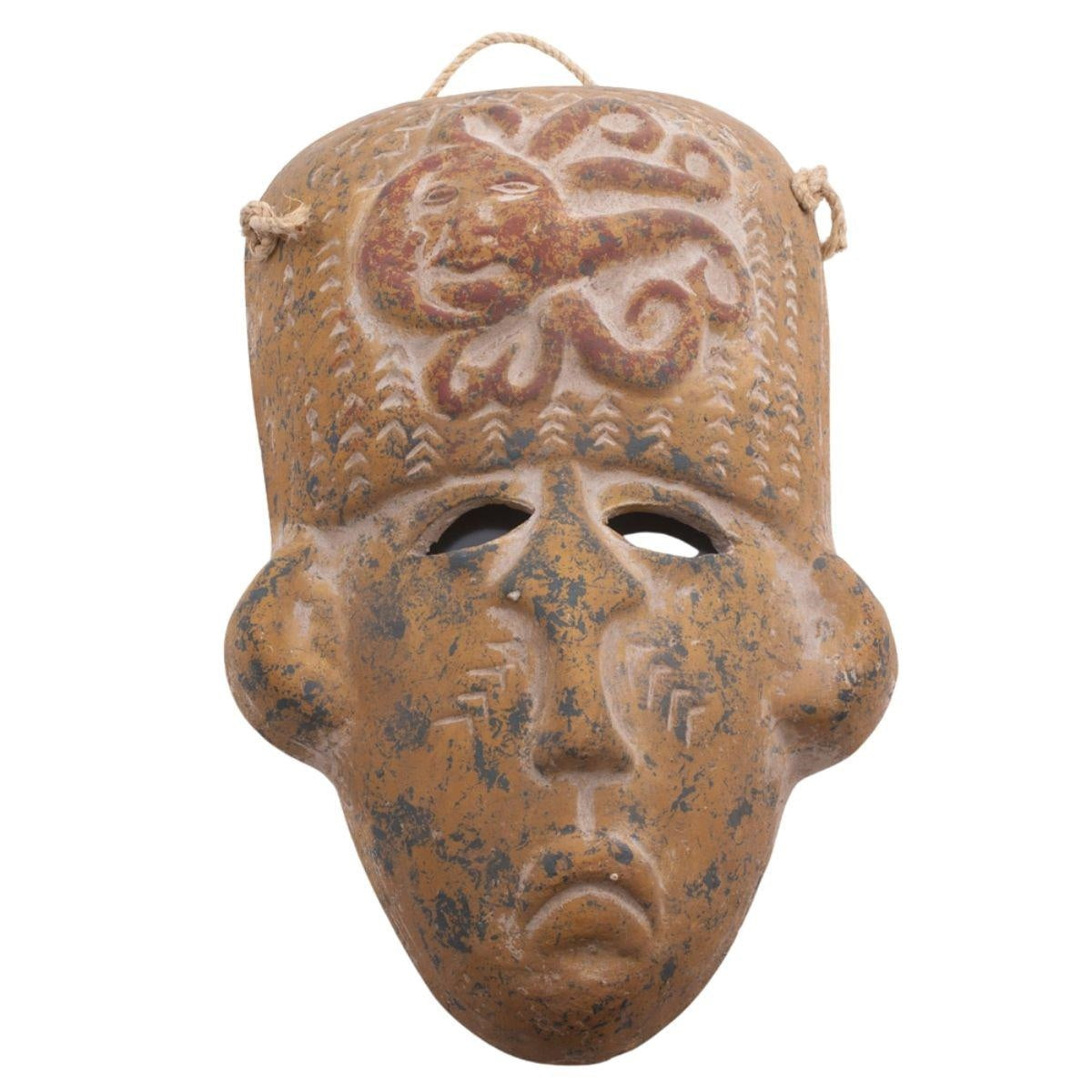 Maschera decorativa in terracotta, 60x35 cm