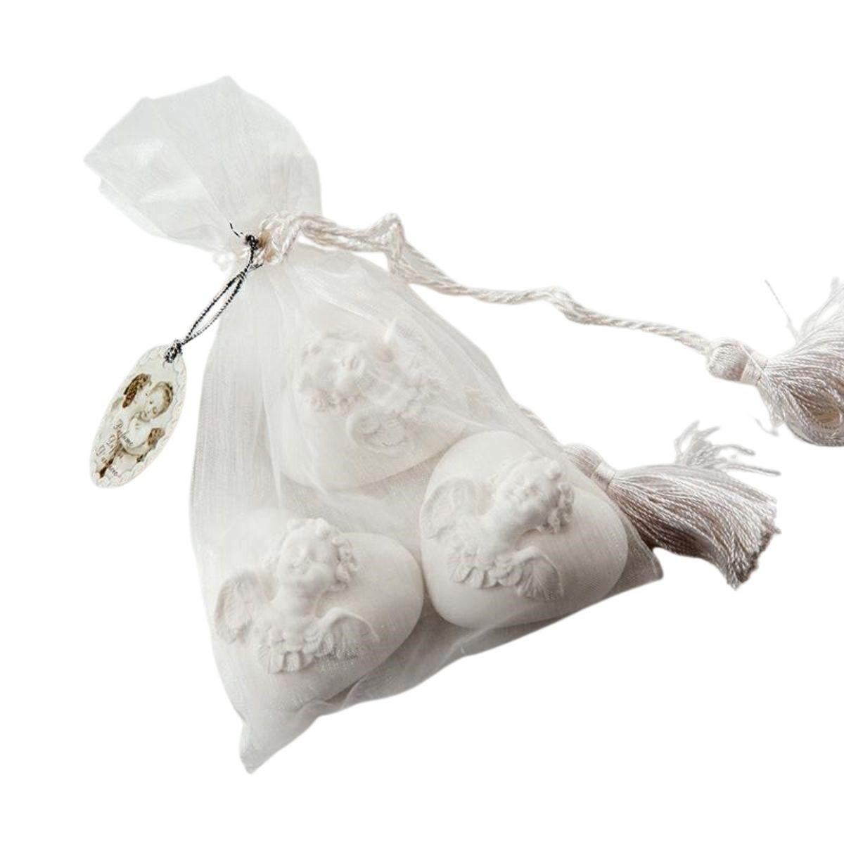 Sacchetto con tre cuori in gesso profumati (kit da 5)