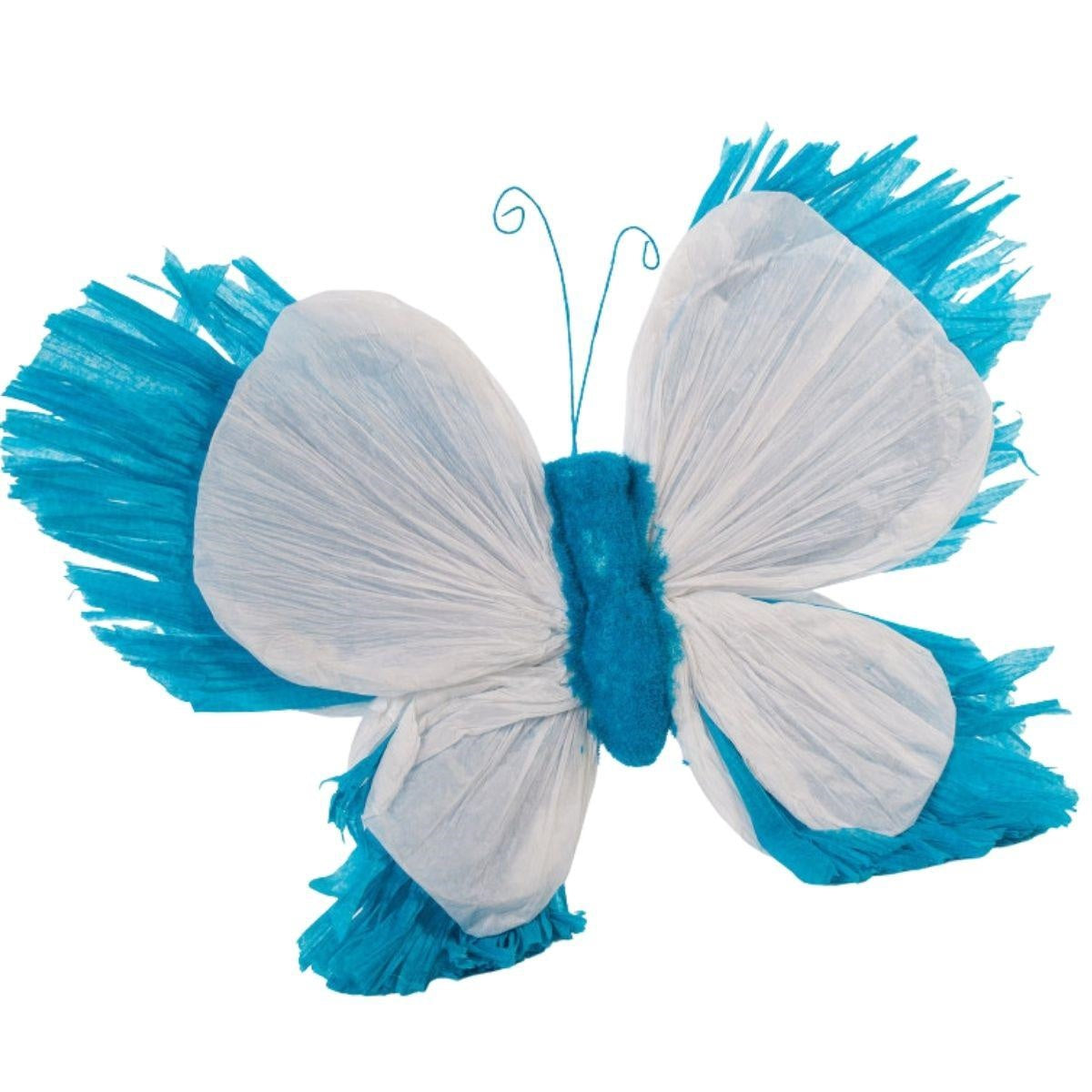Farfalla decorativa in carta azzurra, 40 cm (kit da 10)