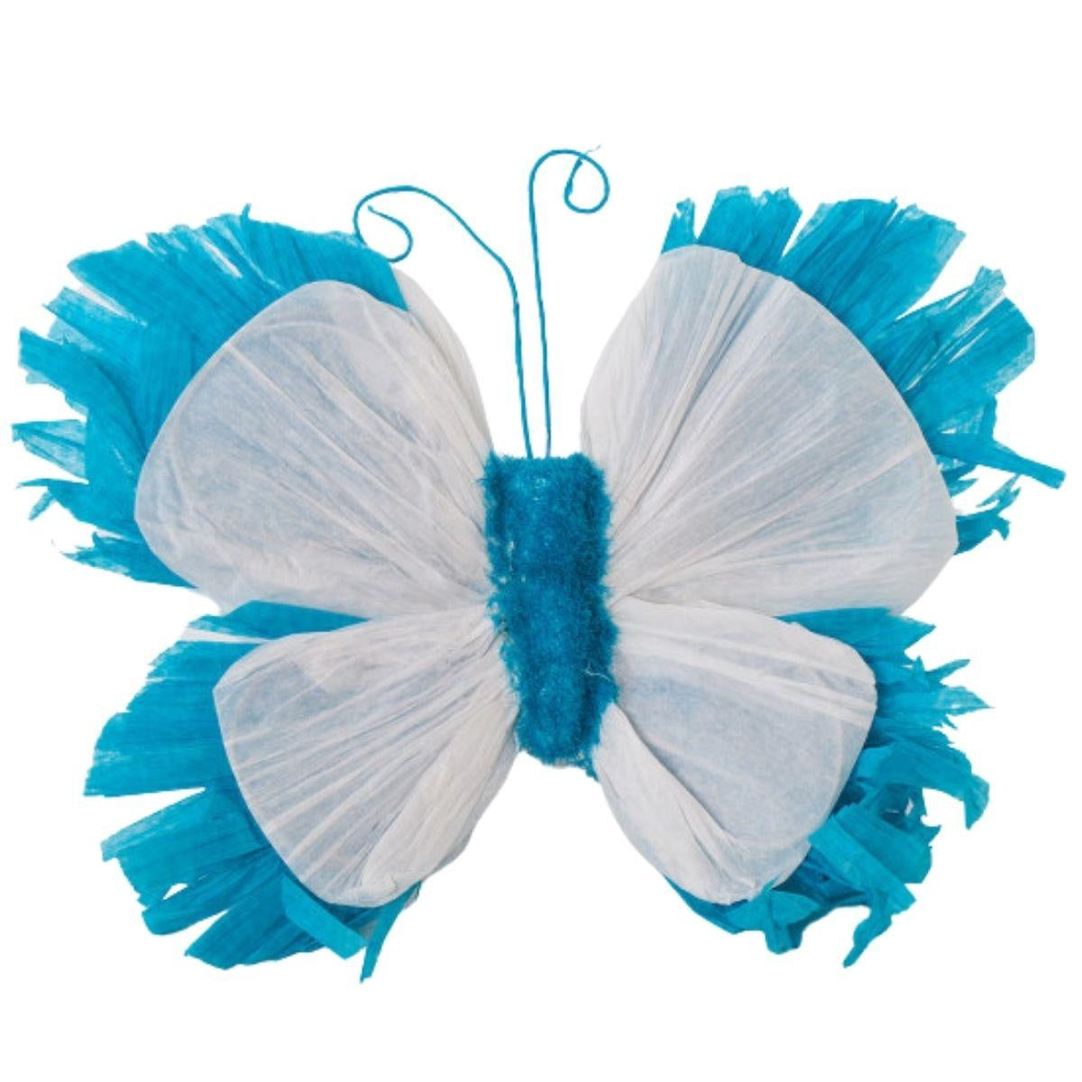 Farfalla decorativa azzurra in carta, 20 cm (kit da 10)
