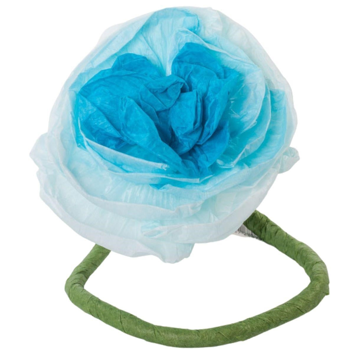 Fiore azzurro decorativo in carta, H70 cm (kit da 10)