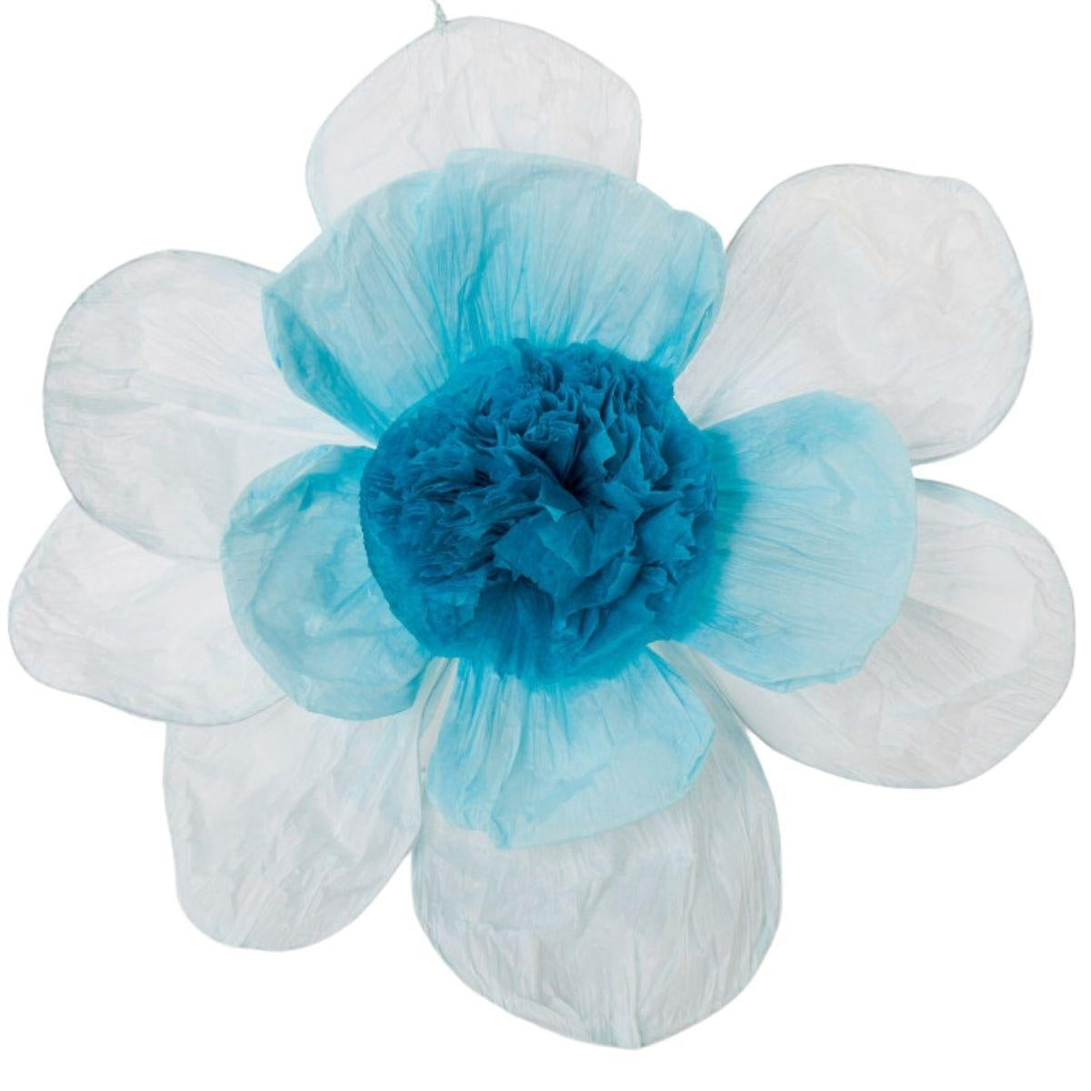 Fiore decorativo in carta azzurra, Ø30 cm (kit da 10)