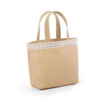 Borsa in juta con pizzo (kit da 10)