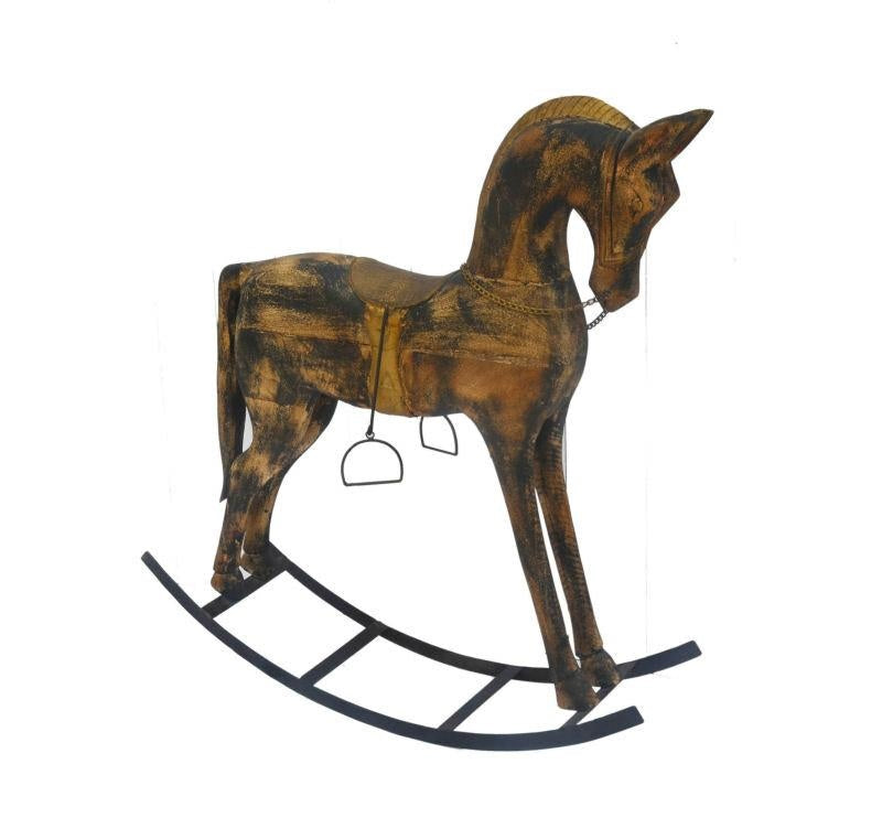 Cavallo a dondolo in legno di mango, 98H108 cm