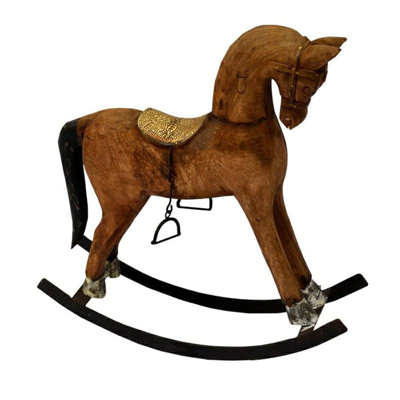 Cavallino a dondolo in legno di mango, 39x40 cm