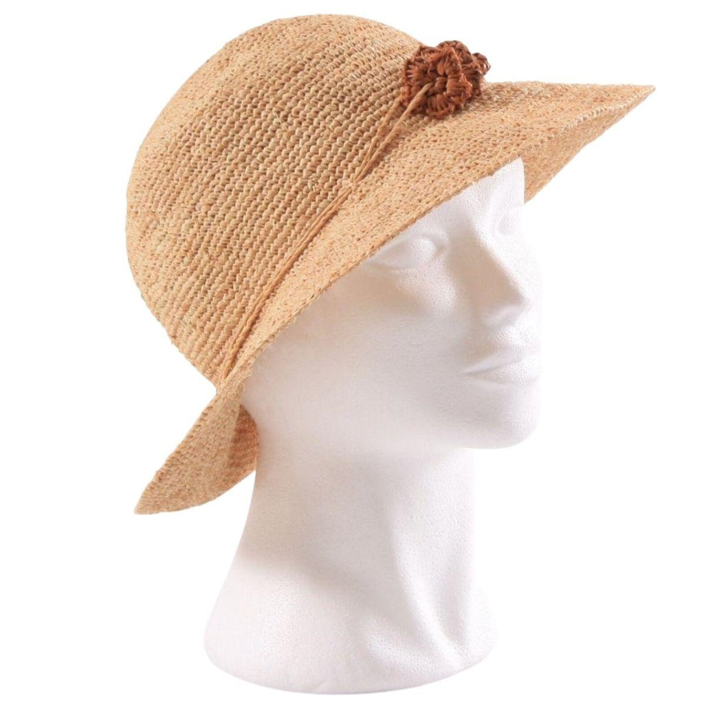 Cappello in rafia a uncinetto, Ø28H10 cm