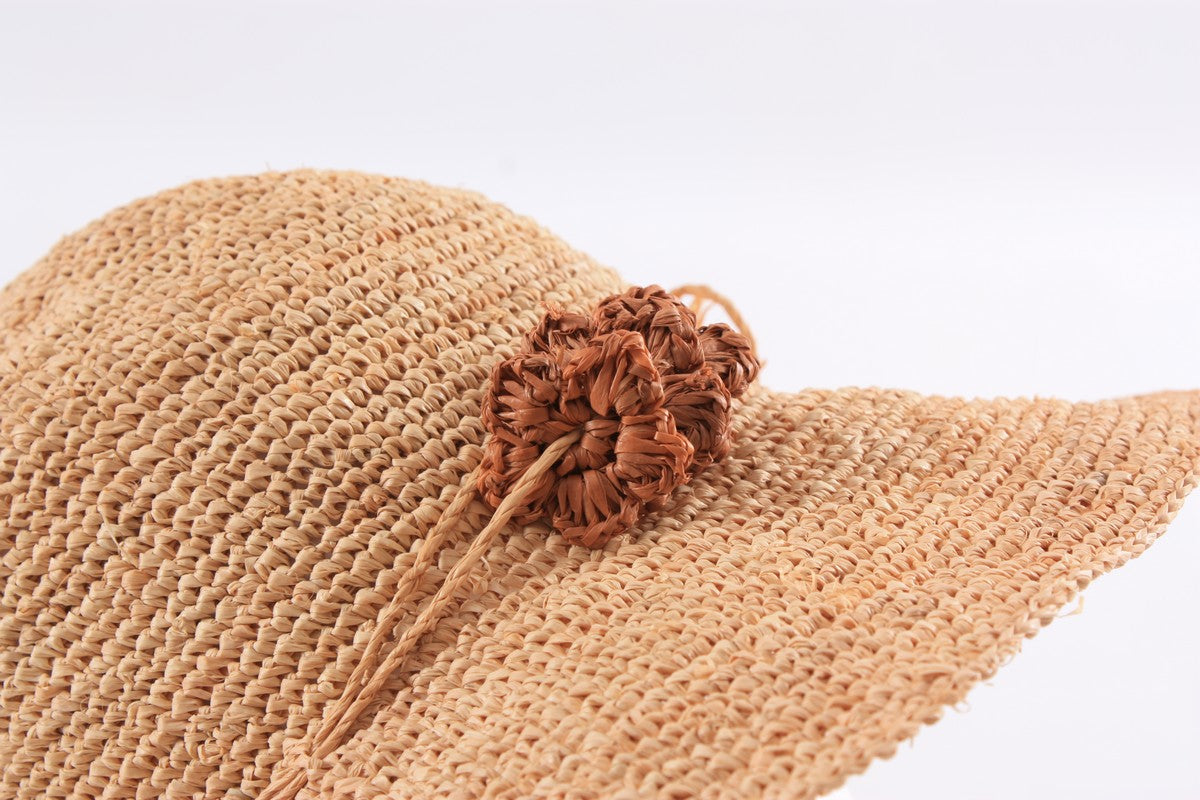 Cappello in rafia a uncinetto, Ø28H10 cm