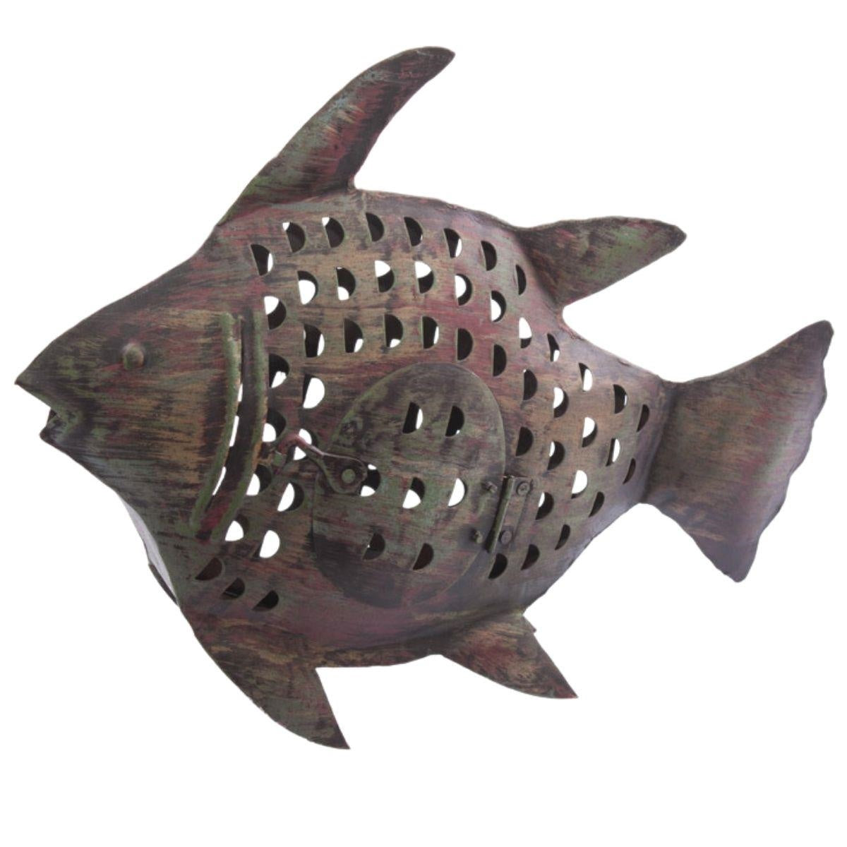 Pesce decorativo in metallo colorato, 33H40 cm