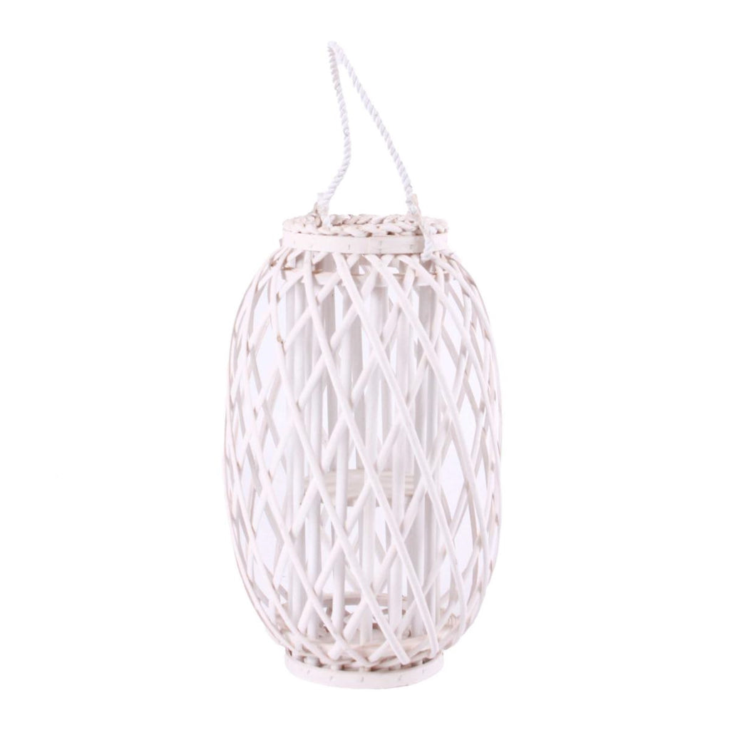 Lanterna bianca in vimini, Ø16x44 cm
