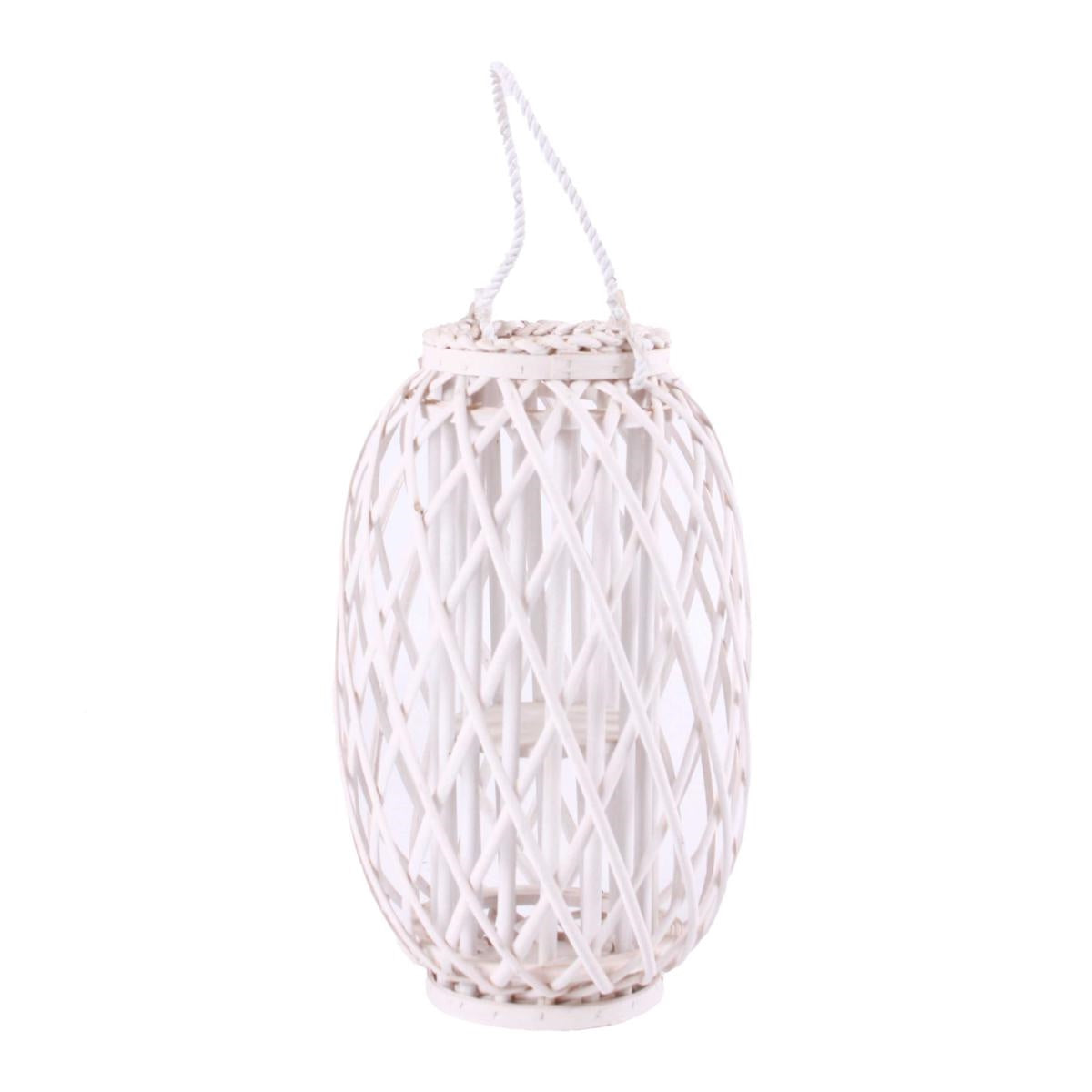 Lanterna bianca in vimini, Ø16x44 cm