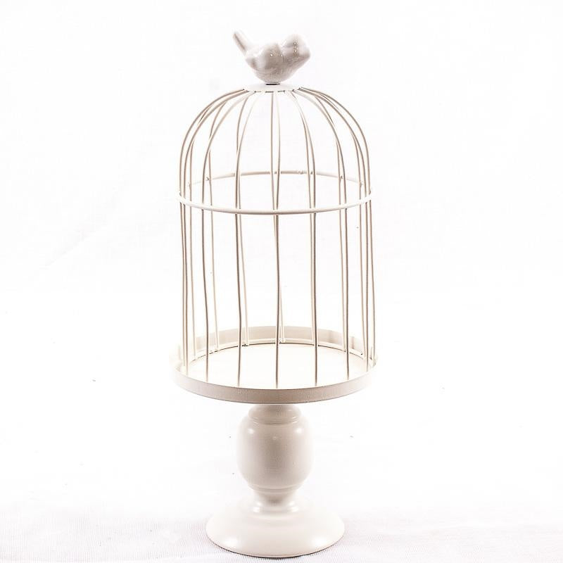 Portafiori a gabbia in metallo bianco, Ø15H34 cm