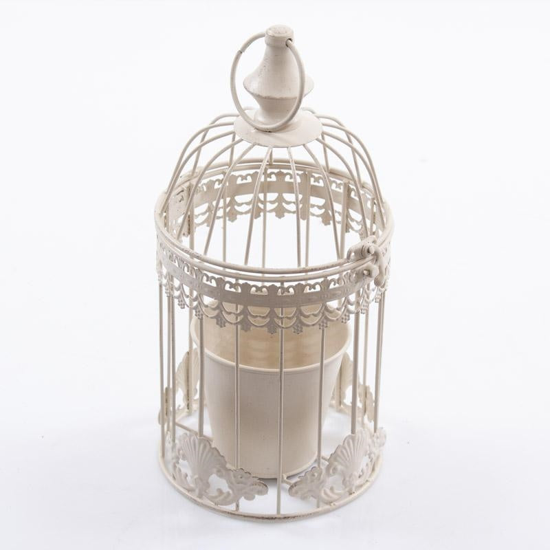 Gabbietta decorativa in metallo bianco, Ø15H35 cm (kit da 3)